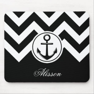 Schwarz-Weiß-Ankermuster Mousepad