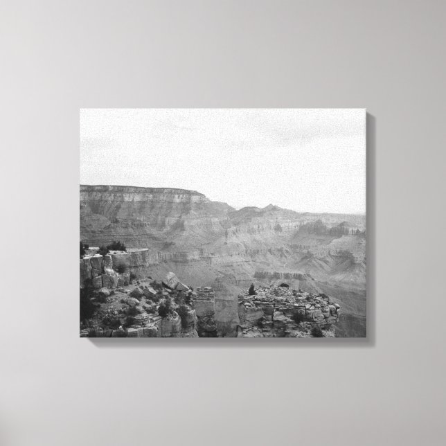 Schwarz-Weiß-Ansicht über den Grand Canyon 16x20 Leinwanddruck (Vorderseite)