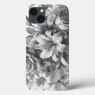 Schwarz-Weiß-Antike Blumen Perfektion Case-Mate iPhone Hülle