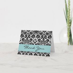 Schwarz-weiß Aqua kleingeschrieben Damask Danke V2