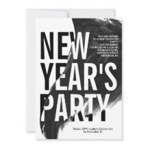 Schwarz-Weiß-Aquarell-Neujahrsfest-Party