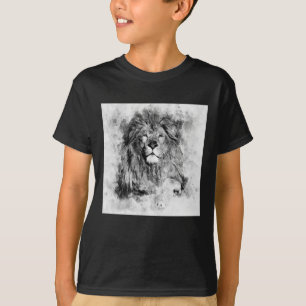 Schwarz-Weiß-Aquarellbild von männlichen Löwen T-Shirt