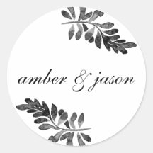 Schwarz-Weiß-Aquarellblumen Einladung Siegel