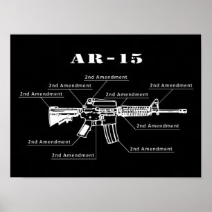 Schwarz-Weiß-AR-15-Teile-Identifizierungspaket Poster