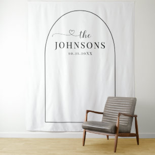 Schwarz-Weiß-Arch-Hochzeit oder Jubiläum Wandteppich