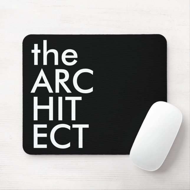 Schwarz Weiß Architekt Fett Design Typografie Mousepad (Mit Mouse)