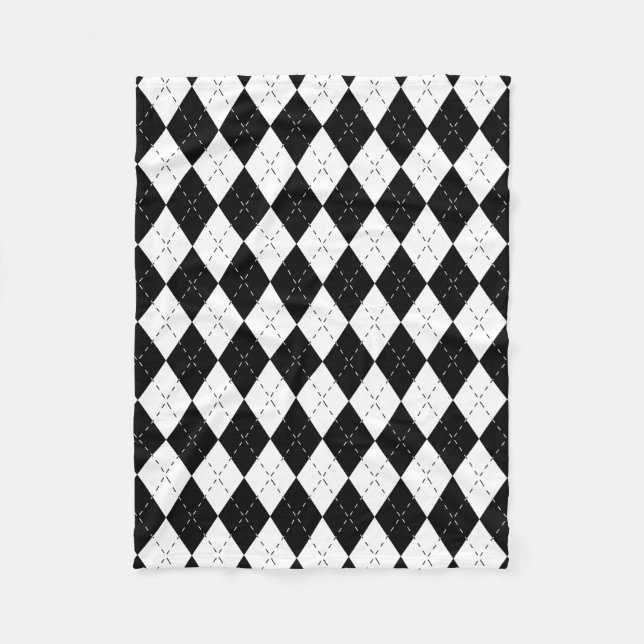 Schwarz-Weiß Argyle Fleecedecke (Vorderseite)