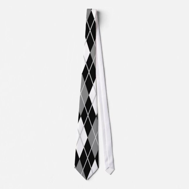 Schwarz Weiß Argyleschlips Krawatte (Vorderseite)
