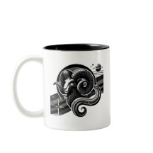 Schwarz-Weiß-Äries Zodiac-Tasse