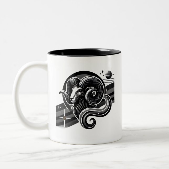 Schwarz-Weiß-Äries Zodiac-Tasse Zweifarbige Tasse (Links)