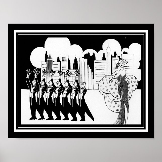 Schwarz & Weiß, Art Déco der 20er Jahre, Showtime Poster (Vorne)