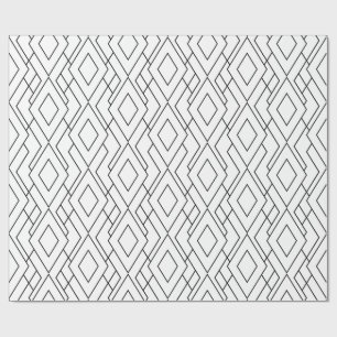 Schwarz-weiß Art Deco Diamantmuster Geschenkpapier