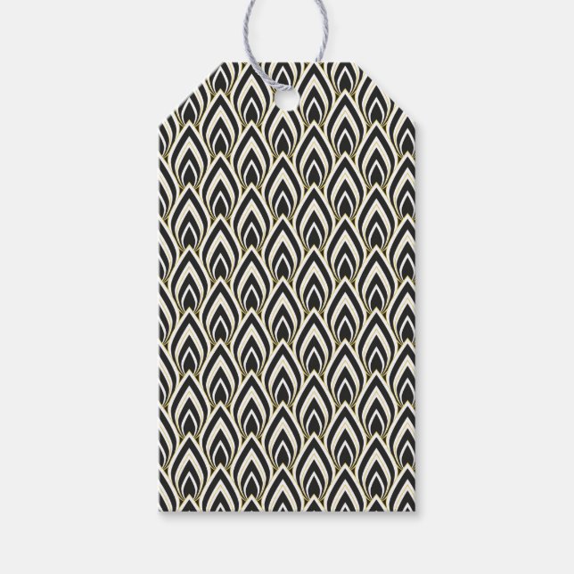 Schwarz-Weiß Art Deco  Geschenkanhänger (Vorderseite)