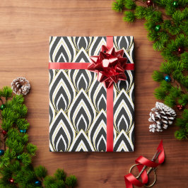 Schwarz-weiß Art Deco-Geschenkpapier Geschenkpapier