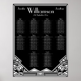 Schwarz-Weiß-Art-Deco-Hochzeitskarte Poster