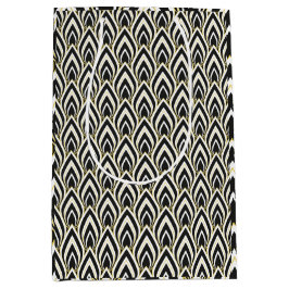 Schwarz-Weiß Art Deco Mittlere Geschenktüte