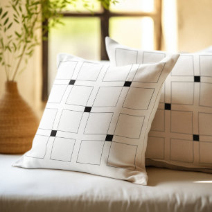 Schwarz-weiß Art Deco Quadrate Muster Kissen