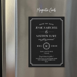 Schwarz-Weiß-Art-Deco Save the Date Magnetkarte