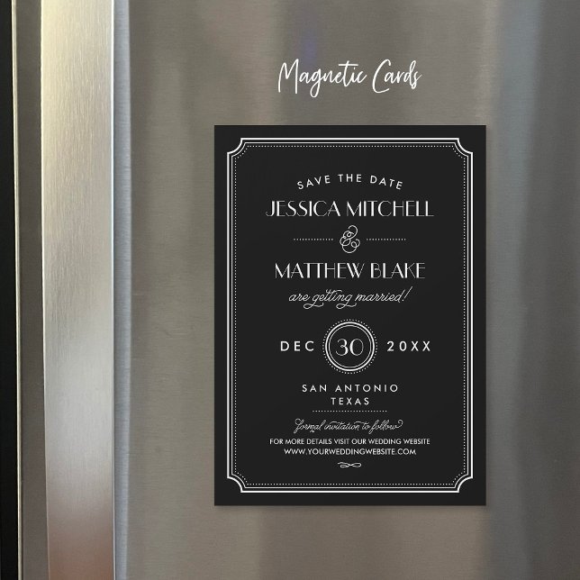 Schwarz-Weiß-Art-Deco Save the Date Magnetkarte (Von Creator hochgeladen)