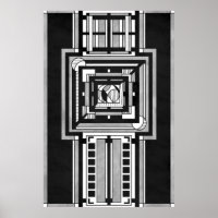 Schwarz-weiß Art Deco-Tapete