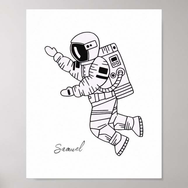 Schwarz-Weiß-Astronauten-Teenager Poster (Vorne)