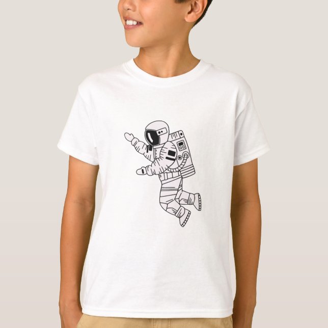 Schwarz-Weiß-Astronauten-Teenager T-Shirt (Vorderseite)