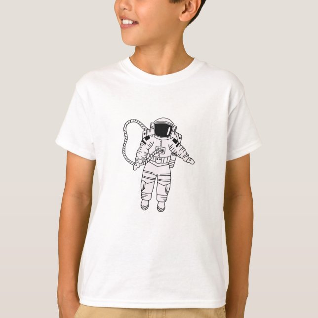 Schwarz-Weiß-Astronauten-Teenager T-Shirt (Vorderseite)