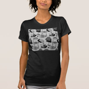 Schwarz-Weiß-Atom-Muster-T-Shirt T-Shirt