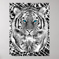 Schwarz-Weiß-Augen-Tiger-Design