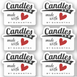 Schwarz-Weiß aus Liebe-Rot-Herz-Kerzen Aufkleber