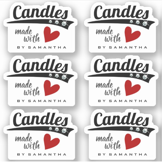 Schwarz-Weiß aus Liebe-Rot-Herz-Kerzen Aufkleber (Vorderseite)