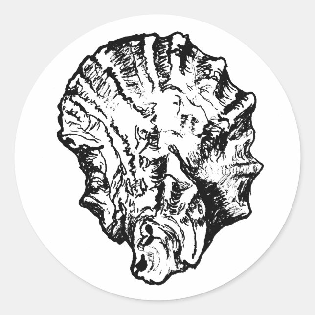 Schwarz-Weiß-Austern-Muschel Runder Aufkleber (Vorderseite)