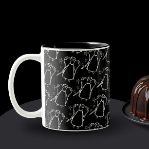 Schwarz-Weiß-Avening-Angel-Muster-Tasse Zweifarbige Tasse