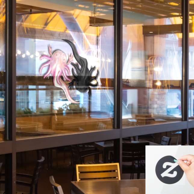 Schwarz-Weiß-Axolotalen Art Fensteraufkleber (Restaurantfenster)