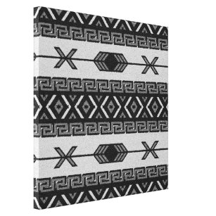 Schwarz-Weiß-Azteken-Muster Südwestmauer Kunst Leinwanddruck