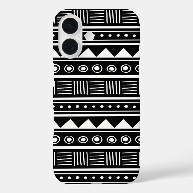 Schwarz-Weiß-Azteken-Tribal Case-Mate iPhone Hülle (Rückseite)