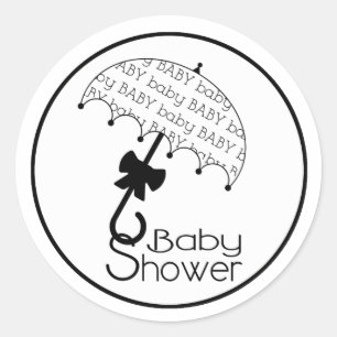 Schwarz-Weiß-Baby-Dusche Umbrella-Aufkleber Runder Aufkleber