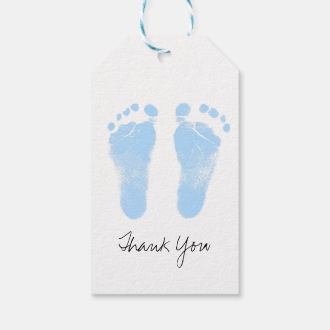 Schwarz-Weiß-Baby-Footprints Geschenkanhänger (Rückseite)
