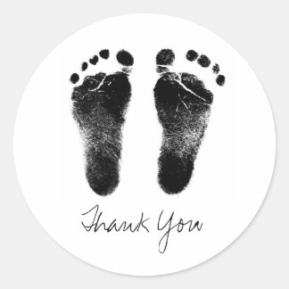 Schwarz-Weiß-Baby-Footprints Runder Aufkleber