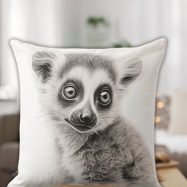 Schwarz-Weiß Baby Lemur Square Kissen (Von Creator hochgeladen)