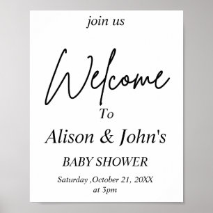 Schwarz-Weiß-Baby-Shower-Plakat Poster