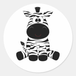 Schwarz-Weiß-Baby-Zebra-Spaß Runder Aufkleber
