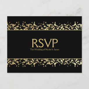 Schwarz-Weiß-Babys-Breath-Hochzeits-RSVP-Karte Einladungspostkarte