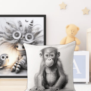 Schwarz-Weiß-Babyschimpanse Quadrat-Wurfkissen Kissen