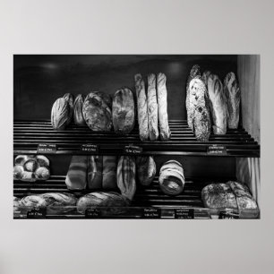 Schwarz-Weiß-Bäckerladen-Displayfoto von Artisan-B Poster
