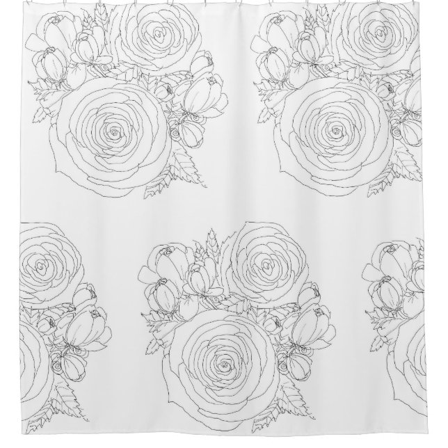 Schwarz-Weiß-Badekollektion Duschvorhang (Vorderseite)