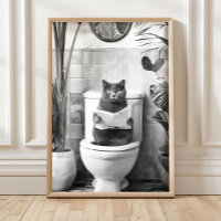 Schwarz-Weiß-Badezimmer-Katzen-Druck, Lustige Post