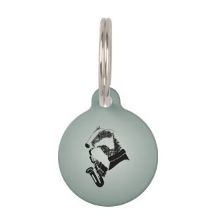 Schwarz-Weiß-Badger Saxophon individuell anpassbar Tiernamensmarke