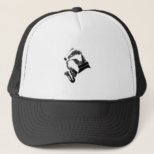Schwarz-Weiß-Badger Saxophon individuell anpassbar Truckerkappe