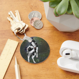 Schwarz-Weiß-Bald-Gesicht Ouvero Paint Horse Schlüsselanhänger